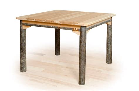 Solid Top Rustic Hickory Dining Table