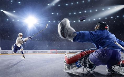 Download wallpapers hockey, ice, puck, goalkeeper, hockey arena for ...