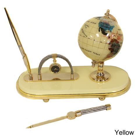 Casa Cortes Executive Handcrafted Gemstone Globe Desk Pen Set (Gift Set ...