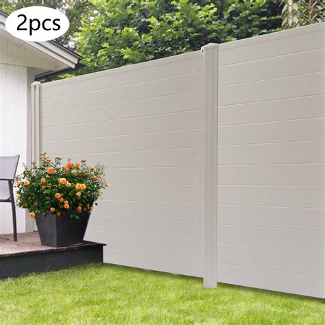 2Pcs 4*4.9ft White Privacy Fence Screen Panels, Freestanding Picket ...