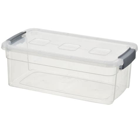 6-qt Clear Plastic Tote Grey Handle | At Home