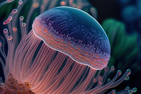 Premium AI Image | A macro of the stunning chrysaora pacifica jellyfish