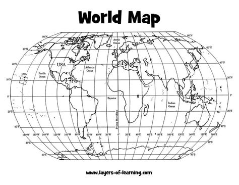 Printable World Map With Latitude And Longitude - Shana Danyette