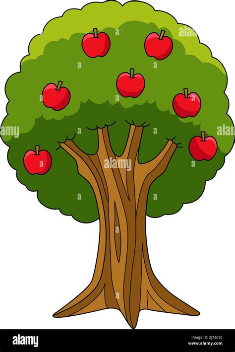 Apple Tree Cartoon Colored Clipart Illustration Stock Vector Image ...