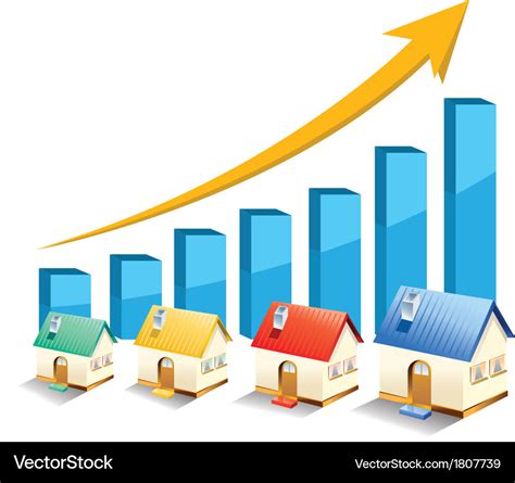 Growth in real estate shown on chart Royalty Free Vector