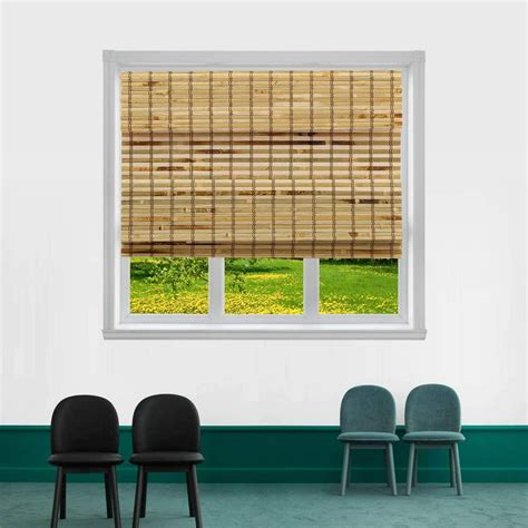 TJ GLOBAL Cordless Flatstick Bamboo Roman Window Blind Sun Shade, Light ...