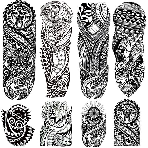 4-Sheet Tribal Tattoo and 4-Sheet Full Arm Temporary Sleeve Totem ...