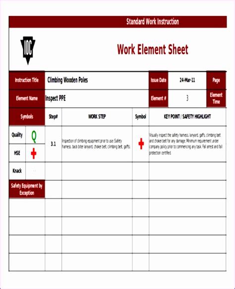 10 Standard Work Instructions Excel Template - Excel Templates