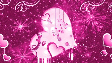 Big Pink Heart In Glittering Pink Background HD Girly Wallpapers | HD ...