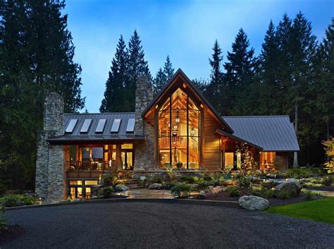 Rustic contemporary home nestled in secluded forests of Washington