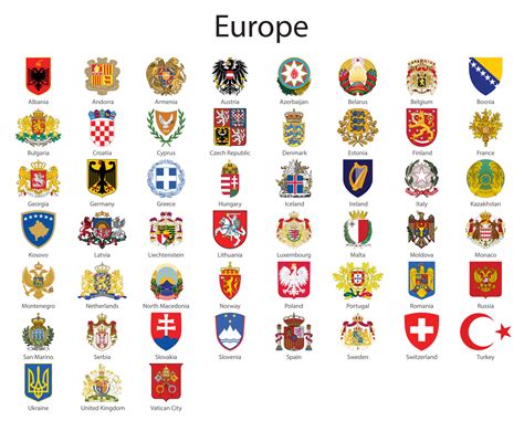 Set Coat of arms of the countries of Europe 21834506 Vector Art at Vecteezy