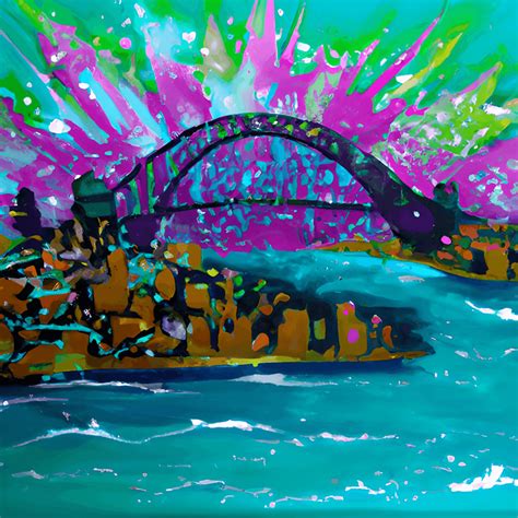 Vibrant Ken Done Style Sydney Harbour Landscape · Creative Fabrica