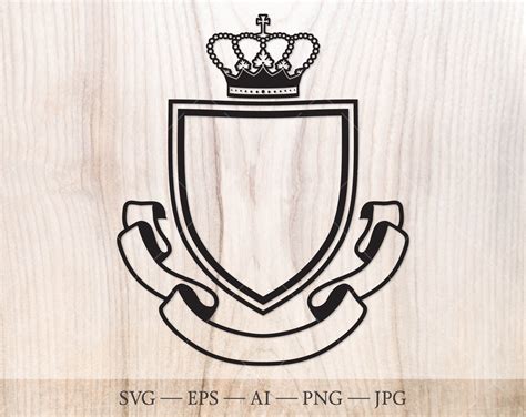 Family Crest SVG Template, Coat of Arms Svg. Shield With Crown SVG ...