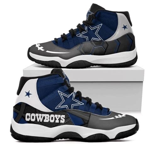 Dallas Cowboys NFL Full Print Shoes Air White/Black J11 Shoes - HomeFavo