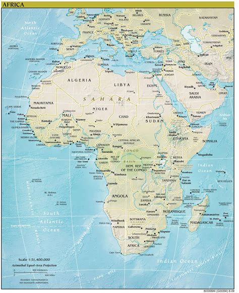 Africa continent detailed relief and political map. Detailed relief and ...