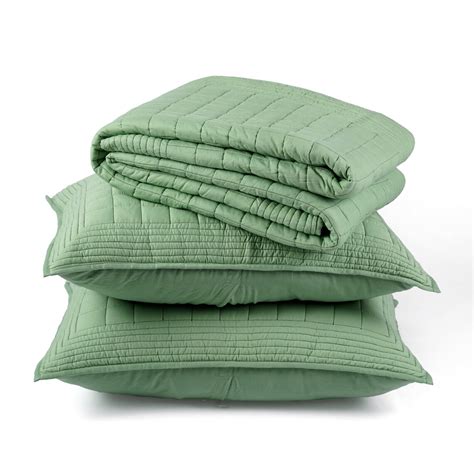 SAGE GREEN Cotton Quilt With 2 Coordinated Pillow Cases Sizes - Etsy