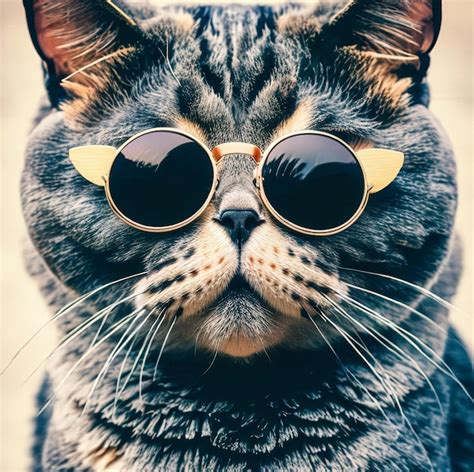 Premium AI Image | Lovely and funny cat with sunglasses