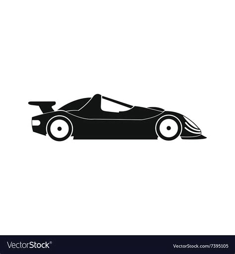 Speeding race car black simple icon Royalty Free Vector