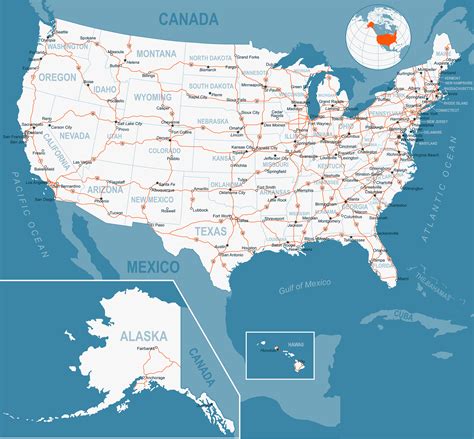 USA Map With Cities And Towns