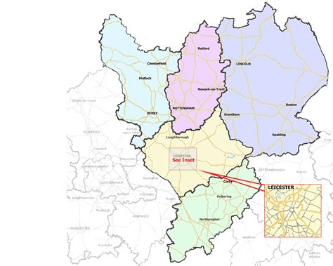 2023-24 Map of East Midlands Training Practices | East of England