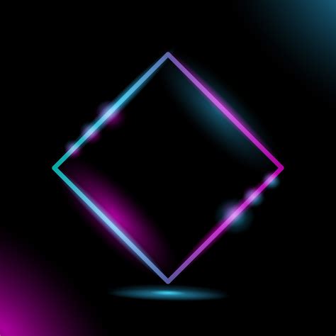 Geometric frame neon light design on black background 1308126 Vector ...