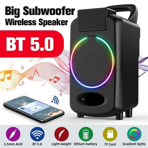 Big Subwoofer Wireless Bluetooth 5.0 Speaker Super Bass Portable Column ...