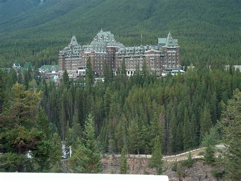 Banff Springs Hotel in the trees in Banff National Park, Alberta ...