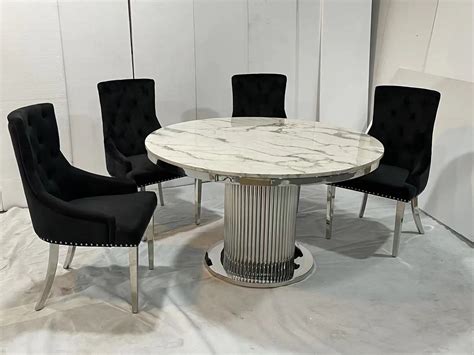 Modern Luxury Marble Dinning Table Set Dinning Room Tables With 6 ...