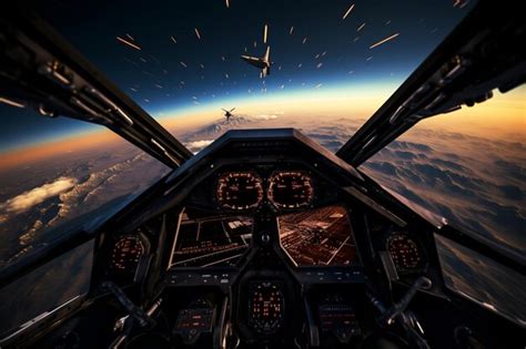 Premium AI Image | Fighter jet cockpit view during a rapid descent em ...