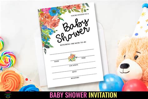 Baby Shower Party Invitations I Template Graphic by Happy Printables ...