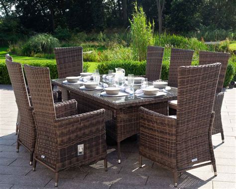 8 Seat Rattan Garden Dining Set With Rectangular Dining Table in ...