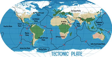 World Map Showing Tectonic Plates Boundaries 3755762 Vector Art at Vecteezy