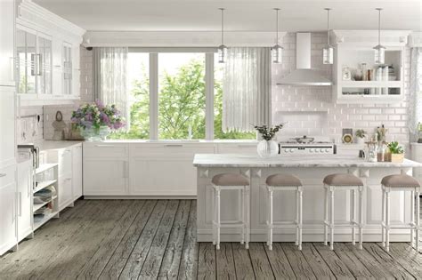 White Kitchen With Gray Floors – Flooring Ideas