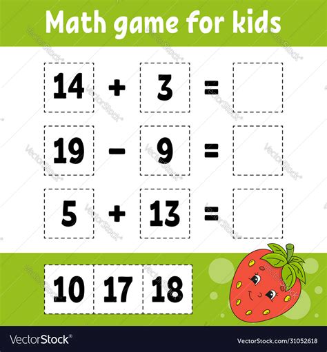 Math game for kids education developing worksheet Vector Image