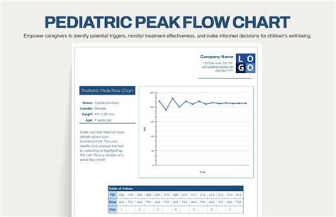 Pediatric Peak Flow Chart in Excel, Google Sheets - Download | Template.net