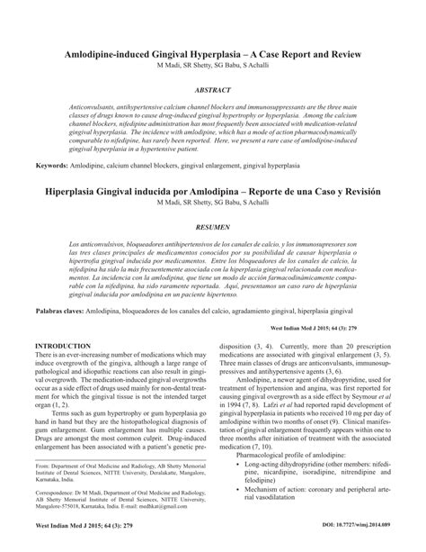 (PDF) Amlodipine Induced Gingival Hyperplasia – a Case Report and Review