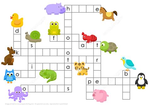 Animals Crossword Puzzle | Free Printable Puzzle Games