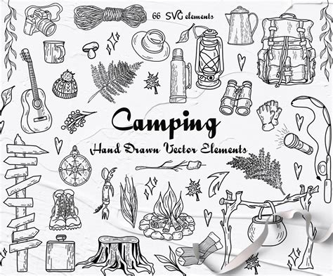 Camping Svg Clipart. Woodland Camping Clipart. Vector Wild Camping ...