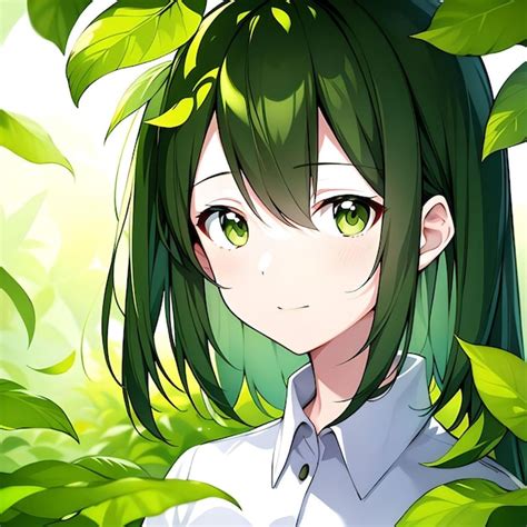 Premium AI Image | Cute Anime Girl Portrait with Green Eyes Looking at ...