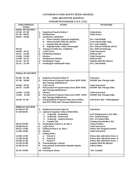 Susunan Acara Rapat Perusahaan - Homecare24