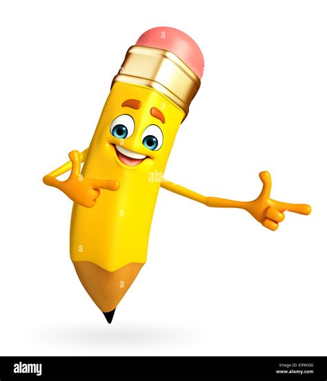 Cartoon Character of pencil is pointing Stock Photo - Alamy