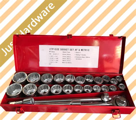 27 Pc Pcs 3/4" DRIVE SOCKET WRENCH SET HEAVY DUTY METRIC & SAE | eBay