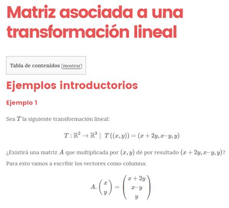 Matriz asociada a una transformación lineal - [Ejemplos y videos]