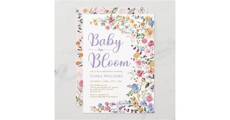 Wildflower Garden Baby in Bloom Baby Girl Shower Invitation | Zazzle