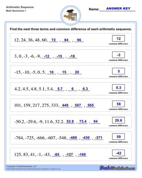 Arithmetic Sequence Worksheets Arithmetic Sequence Worksheet