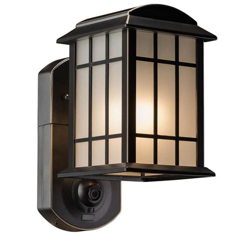 Craftsman Smart Security Oil Rubbed Bronze Metal and Glass Outdoor ...