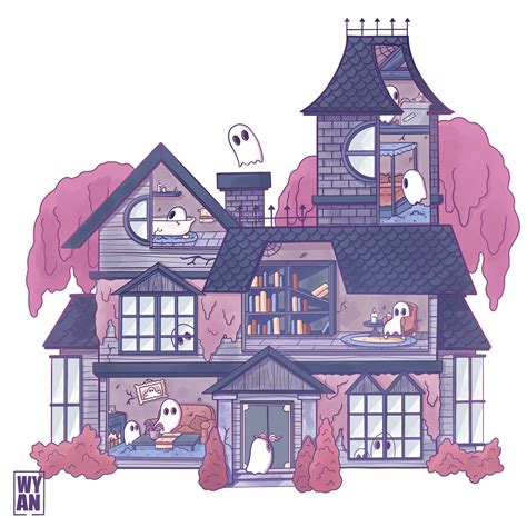 Cute and Cozy Haunted House : r/drawing