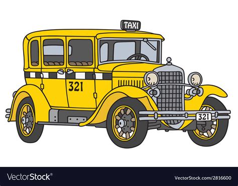 Vintage taxi Royalty Free Vector Image - VectorStock