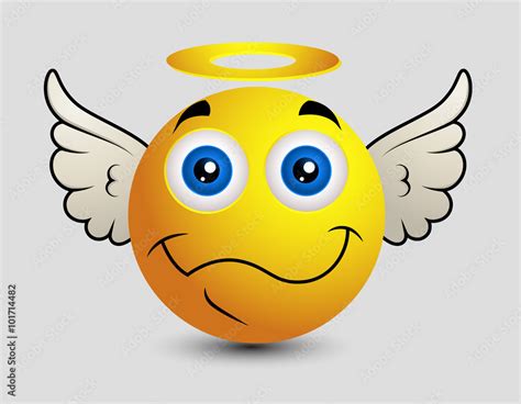 Happy Angel Emoji Smiley Emoticon Stock Vector | Adobe Stock