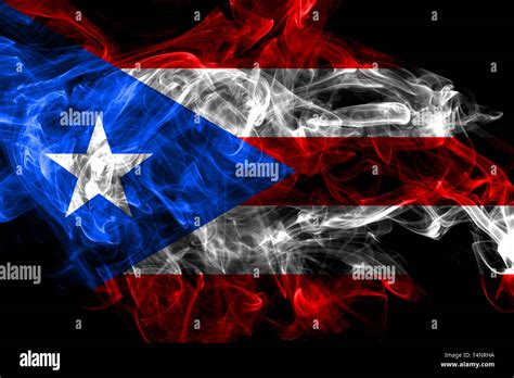 Puerto Rico smoke flag isolated on black background Stock Photo - Alamy